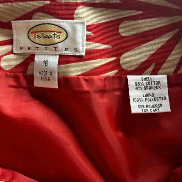 Talbots Petites Floral coral pencil skirt with belt women’s size 16P - Picture 6 of 6